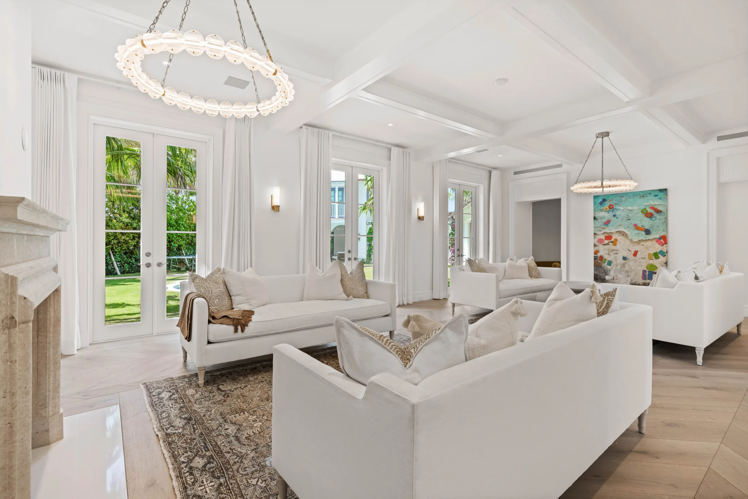 Designer kitchen with blue cabinetry